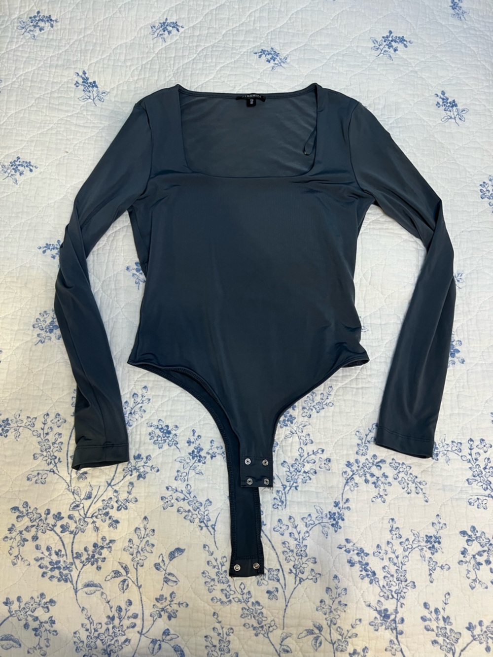 Dynamite Square-Neck Long Sleeve Bodysuit in slate blue